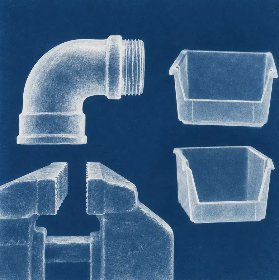 Illustration of plumbing businesses equipment and workspace